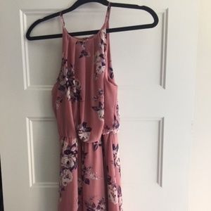 Francesca's High Neck Floral Pink Dress